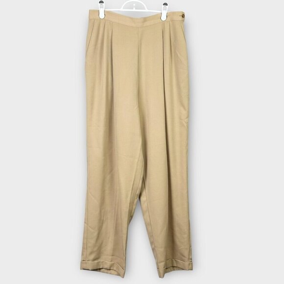 Vintage Marks & Spencer High Rise Pleated Wool Blend Pants Camel - Picture 10 of 10